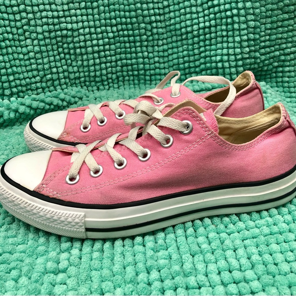 Converse Pink Low-Top Canvas Sneakers with White Soles